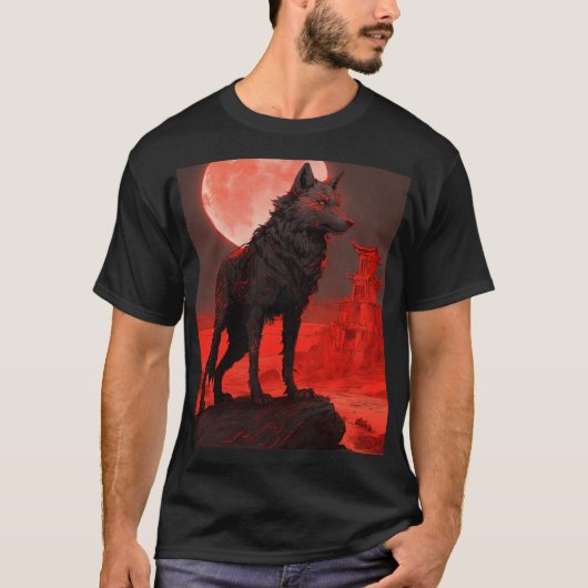 Ember Wolf：黒い砂漠の守護者 Tシャツ (正面)