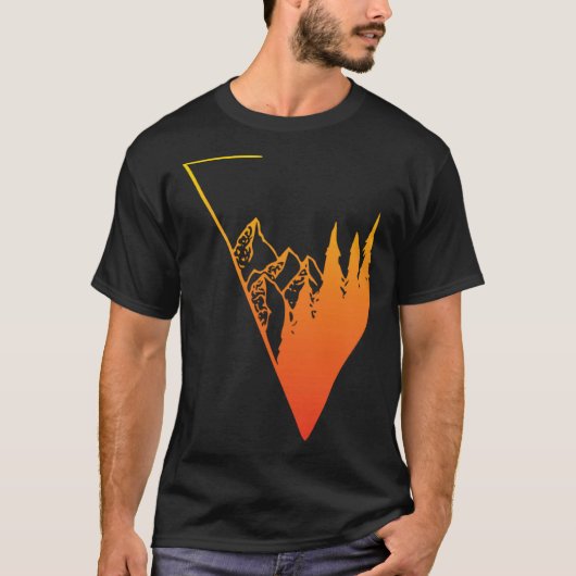 Emblem mountain panorama and forest  easy going fa tシャツ (正面)