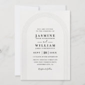 Embossed Arch Minimalist Elegant QR Code Wedding 招待状 (正面)