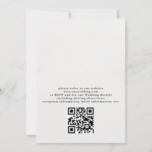 Embossed Arch Minimalist Elegant QR Code Wedding 招待状 (裏面)