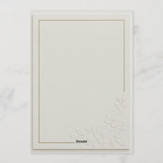 Embossed Art Deco Floral Wedding 招待状 (裏面)