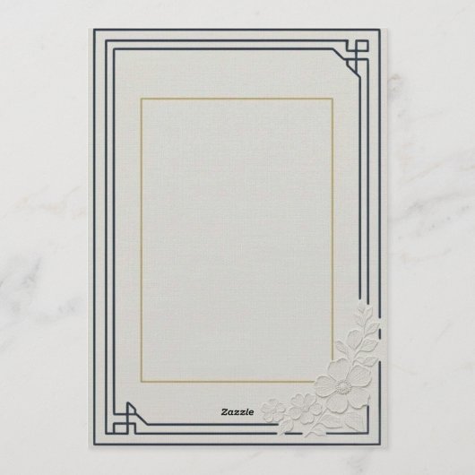 Embossed Art Deco Floral Wedding 招待状 (裏面)