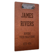 Embossed Brown Vegan Leather clipboard クリップボード (右)