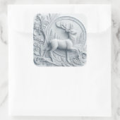 Embossed Collage Deer in Motion Square Sticker スクエアシール (バッグ)