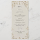 Embossed Elegant Ivory Floral Wedding Menu メニュー (正面)
