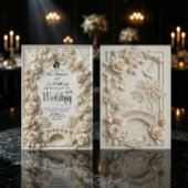 Embossed Faux Stone Romantic Black-Tie Wedding 招待状