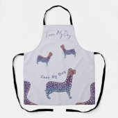 Embossed Indigo Gradient Paw Print Dog Outline エプロン (正面)