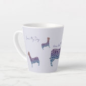 Embossed Indigo Gradient Paw Print Dog Outline カフェラテマグ (左アングル)