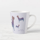 Embossed Indigo Gradient Paw Print Dog Outline カフェラテマグ (右)