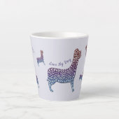 Embossed Indigo Gradient Paw Print Dog Outline カフェラテマグ (正面)