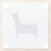Embossed Indigo Gradient Paw Print Dog Outline ガラスコースター (裏面)