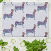 Embossed Indigo Gradient Paw Print Dog Outline キッチンタオル (折り畳み)