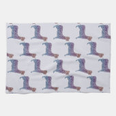 Embossed Indigo Gradient Paw Print Dog Outline キッチンタオル (横)