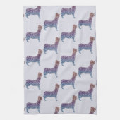 Embossed Indigo Gradient Paw Print Dog Outline キッチンタオル (縦)