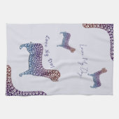 Embossed Indigo Gradient Paw Print Dog Outline キッチンタオル (横)