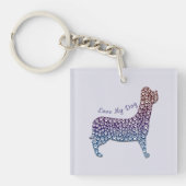 Embossed Indigo Gradient Paw Print Dog Outline キーホルダー (正面)