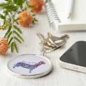 Embossed Indigo Gradient Paw Print Dog Outline キーホルダー (側面)