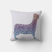 Embossed Indigo Gradient Paw Print Dog Outline クッション (正面)