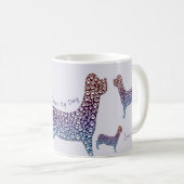 Embossed Indigo Gradient Paw Print Dog Outline コーヒーマグカップ (正面右)