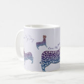 Embossed Indigo Gradient Paw Print Dog Outline コーヒーマグカップ (正面左)
