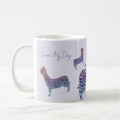 Embossed Indigo Gradient Paw Print Dog Outline コーヒーマグカップ (左)