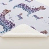 Embossed Indigo Gradient Paw Print Dog Outline シェルパブランケット (3/4)