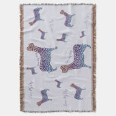 Embossed Indigo Gradient Paw Print Dog Outline スローブランケット (正面縦)