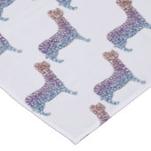 Embossed Indigo Gradient Paw Print Dog Outline テーブルクロス (アングル)