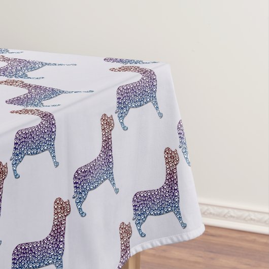 Embossed Indigo Gradient Paw Print Dog Outline テーブルクロス (インサイチュ)