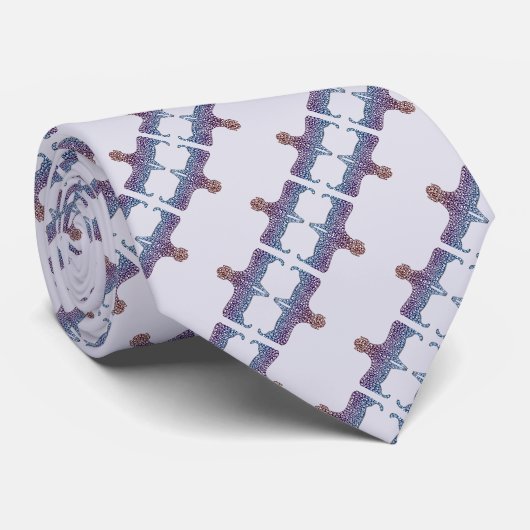 Embossed Indigo Gradient Paw Print Dog Outline ネクタイ (ロール)