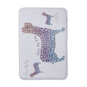 Embossed Indigo Gradient Paw Print Dog Outline バスマット (正面縦)