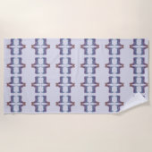 Embossed Indigo Gradient Paw Print Dog Outline ビーチタオル (正面)