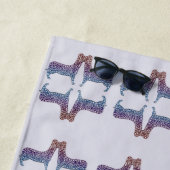 Embossed Indigo Gradient Paw Print Dog Outline ビーチタオル (インサイチュ)