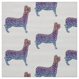 Embossed Indigo Gradient Paw Print Dog Outline ファブリック