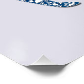 Embossed Indigo Gradient Paw Print Dog Outline ポスター (コーナー)