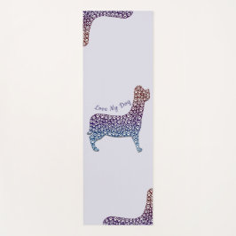 Embossed Indigo Gradient Paw Print Dog Outline ヨガマット