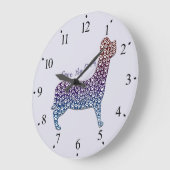 Embossed Indigo Gradient Paw Print Dog Outline ラージ壁時計 (傾斜)