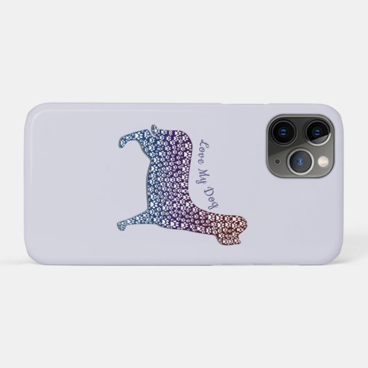 Embossed Indigo Gradient Paw Print Dog Outline Case-Mate iPhoneケース (裏面(横))