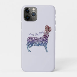 Embossed Indigo Gradient Paw Print Dog Outline iPhone 11 Proケース