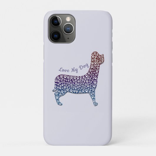 Embossed Indigo Gradient Paw Print Dog Outline Case-Mate iPhoneケース (裏)