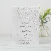 Embossed Roses Deckled Edge Sage Wedding 招待状 (スタンド正面)