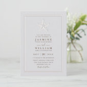 Embossed Starfish Coastal Formal QR Code Wedding 招待状 (スタンド正面)