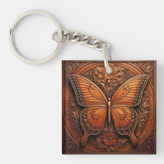 Embossed Wood Butterfly キーホルダー (正面)