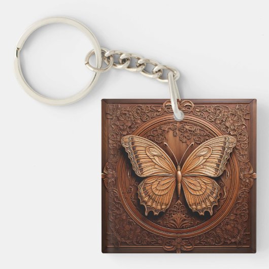 Embossed Wood Butterfly キーホルダー (正面)