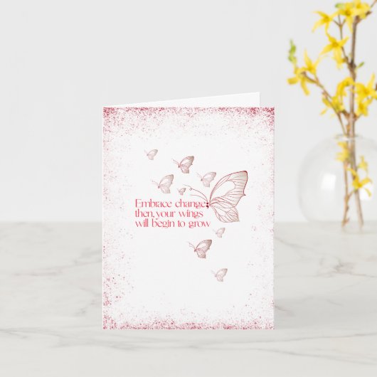 Embrace Change-Inspirational Semicolon Butterfly カード (黄色い花)