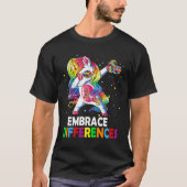 Embrace Differences Unicorn Dabbing Puzzle Autism  Tシャツ (正面)