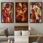 Embrace Me – Abstract Lovers Art in Red & Gold ポスター