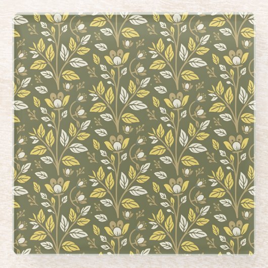 Embrace Nature with Elegant Floral Patterns ガラスコースター (正面)