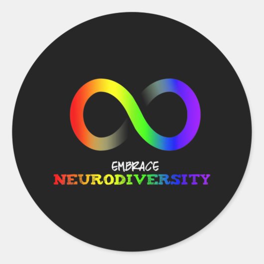 Embrace Neurodiversity Autism ASD ADHD Rainbow ラウンドシール (正面)