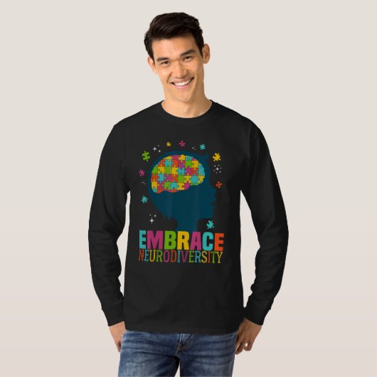 Embrace Neurodiversity Autism Awareness ASD Neurod Tシャツ (正面フル)